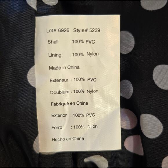 M Totes Red Raincoat Vintage Women's Size L Black White Polka Dot Lined Hooded - Picture 14 of 14